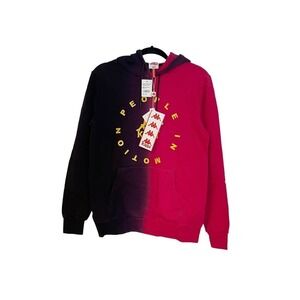 Kappa Mookie Bicolor Printed Hoodie Black Fuchsia Yellow Hoodie Small
